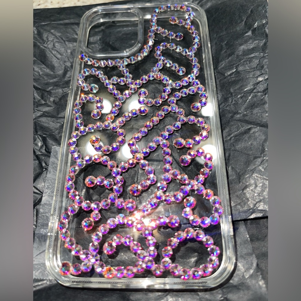🆕NWT Handmade Bling Filigree I-Phone 12 Pro case/cover with Swarovski Crystals.